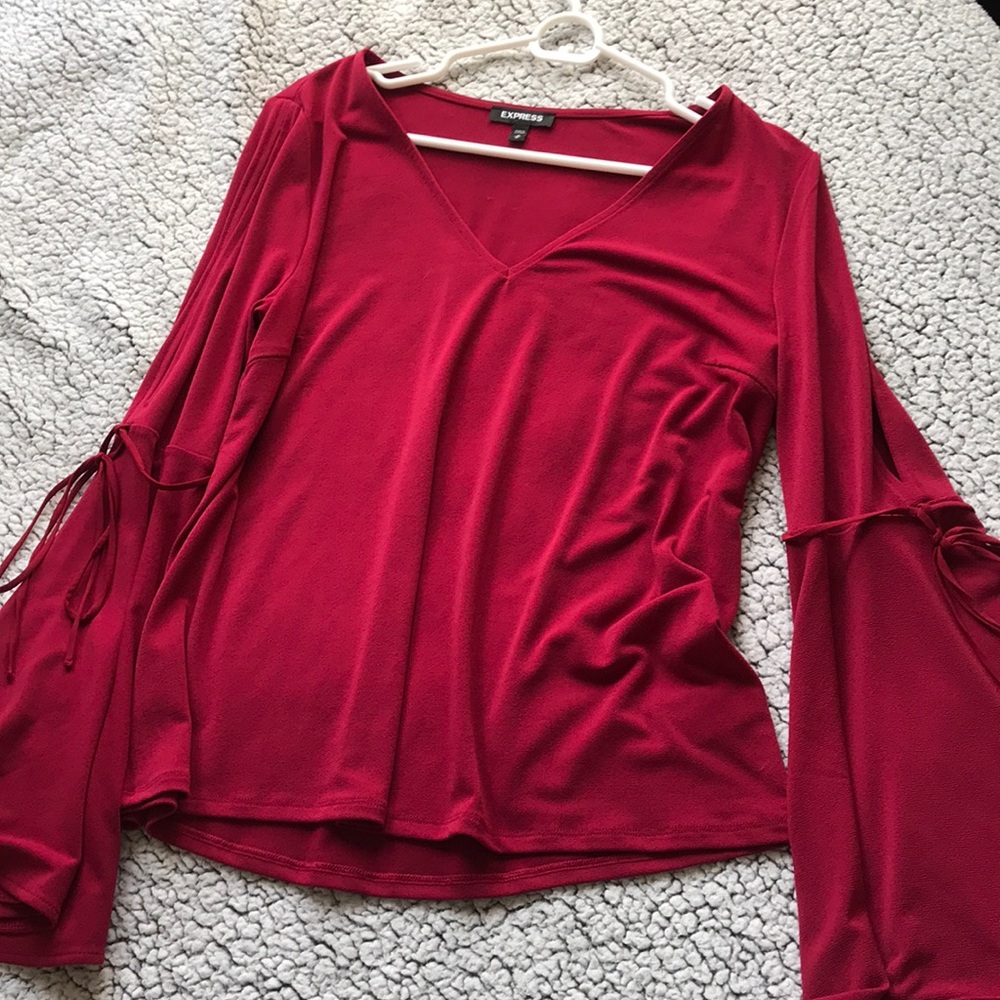 Red shirt with bell sleeves